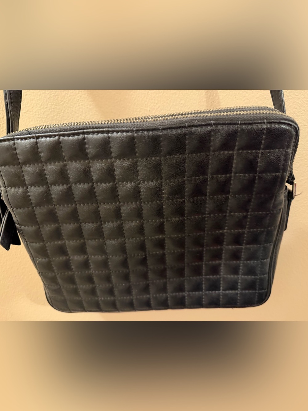 Banana Republic Quilted Black Leather Crossbody Shoulder Bag